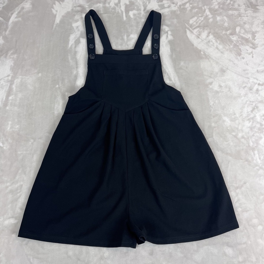 Halara Short Overalls Womens Small Black Waffle Pockets Flowy Comfort Casual NWT